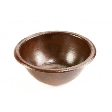 Premier Copper Products Premier Copper Products LR14RDB 12 in. Small Round Self Rimming Hammered Copper Sink LR14RDB